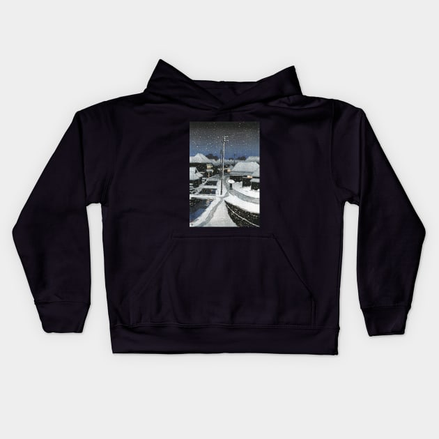 Evening Snow at Terajima Village by Kawase Hasui Kids Hoodie by Takeda_Art